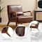 Glitzhome® Mid-Century Faux Leather Accent Chair